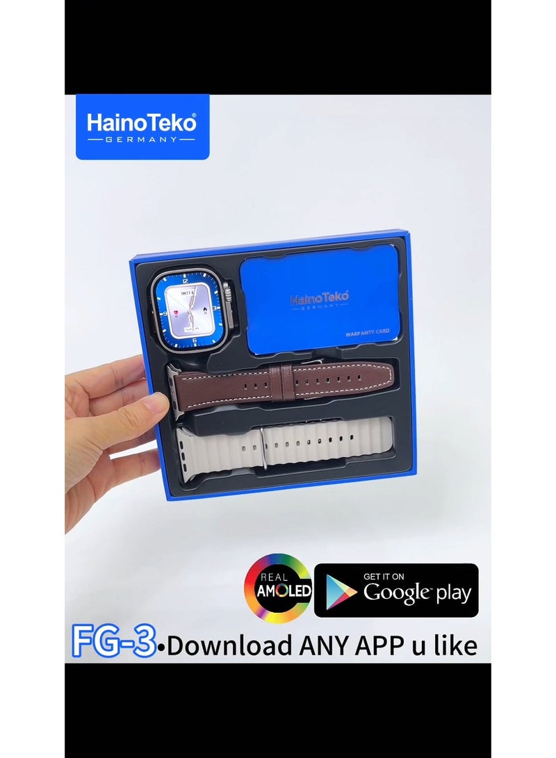 Haino Teko FG-3 5G Android Smart Watch – Silver, Real AMOLED Display, SIM Card Support, Social Media Integration, Fitness & Activity Tracker, Heart Rate & Sleep Monitor, Notifications, Stylish Design, Designed for Gents - Image 3